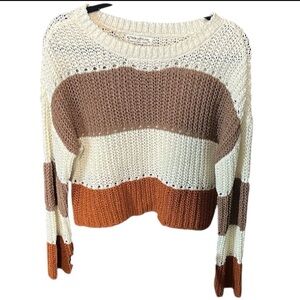 Francesca’s Color block  Striped Knit Sweater  Cream, Brown, and Orange size S